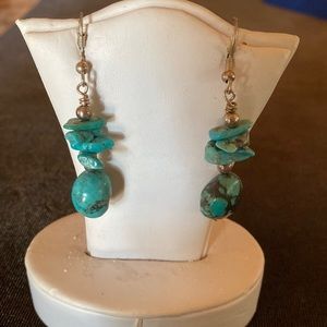 Navajo dangling Natural turquoise nugget
